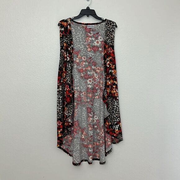 Southern Charm Woman’s waterfall Vest Floral Leopard Animal Print Plus Size - Picture 2 of 7